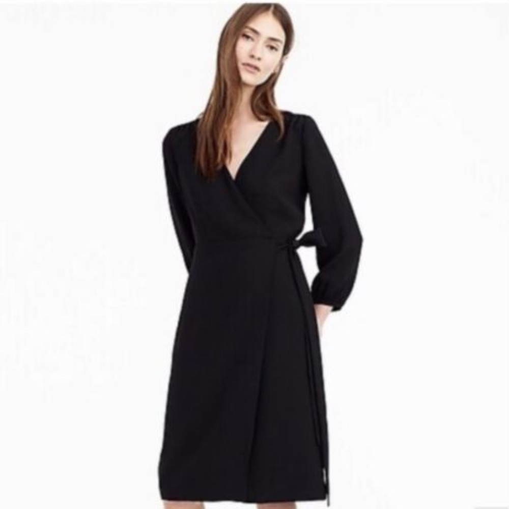 NWT J Crew Classic Black Wrap Dress